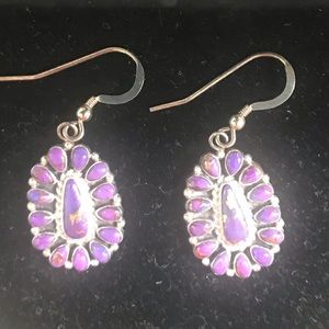 Purple Turquoise Earrings- Sterling